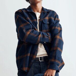 Madewell Men's Brushed Flannel Easy Shirt-Jacket in Deep Indigo